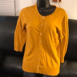 Gold button down sweater For woman
